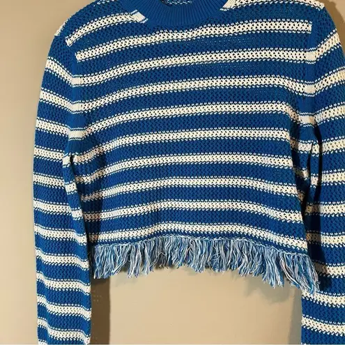 ✨ MSGM Women’s Blue White Striped Tassel Sweater XS
