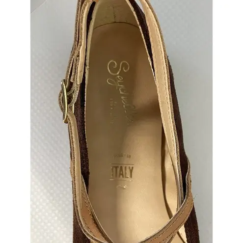 Seychelles Women's 7M Green Brown Just The Beginning Suede Cap Toe Shoes Flats