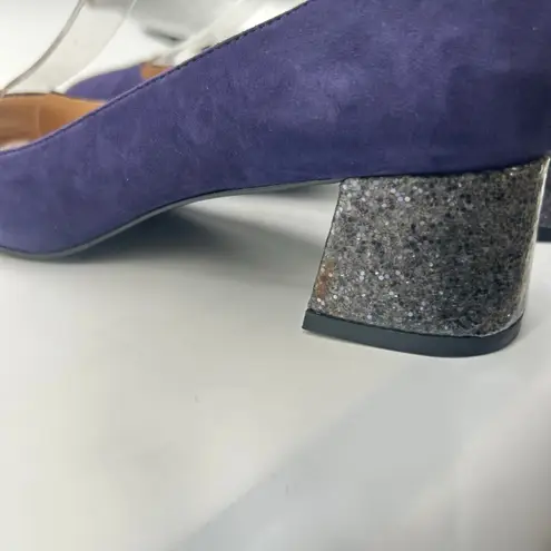 Nine West  Heels Womens 6 Purple Suede‎ Leather Glitter Block Heel