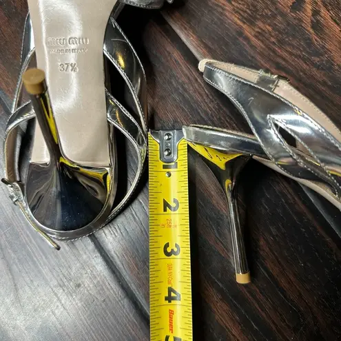 Miu Miu silver rhinestone high heel sandal wedding prom cocktail sling back