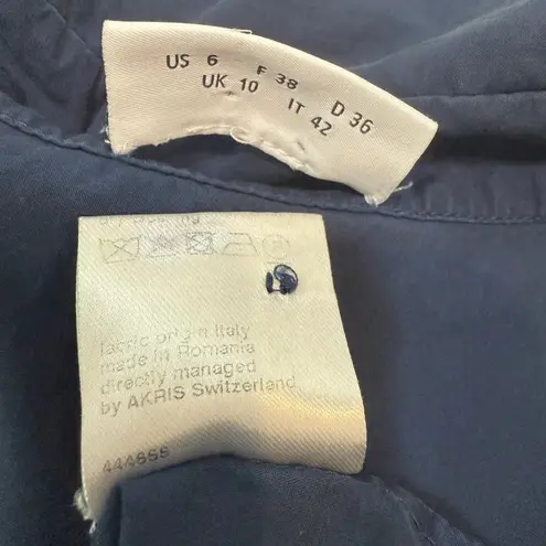 Akris Punto 6 cotton ruffle sleeveless button front blouse top TS 2959