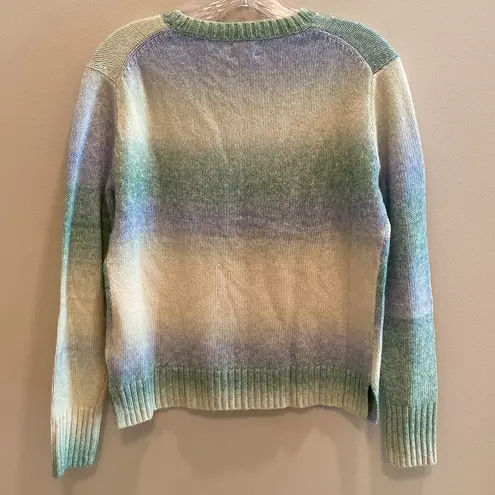 J.Crew  (2023) Cotton Crew Neck L/S Ombré Stripe Cream Green Blue CreamSweater XS