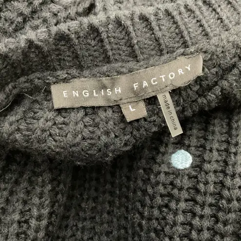 English Factory Women's Black Polka Dot Puff Short Sleeve Sweater Size L