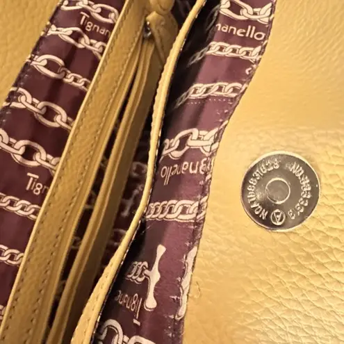 Tignanella Tignanello Yellow Pebbled Leather Buckle Tote Shoulder Bag