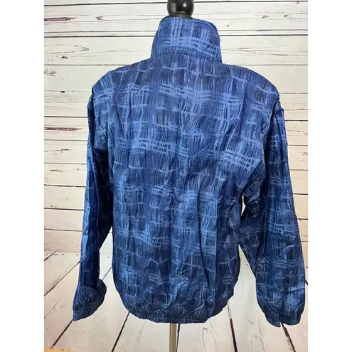 Lavon Y2K Full Zip Jacket Nylon Medium Vintage 90s Geometric Blue Windbreaker