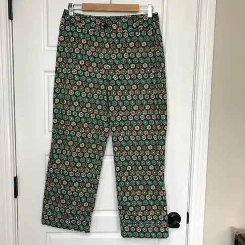 Harold's Vintage Cotton Blend Pants Women's Size 8 Retro Floral Crop Trousers Brown