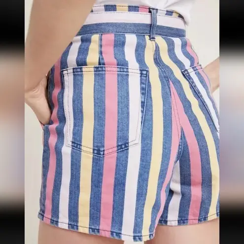 3x1 NYC Womens Denim Jean Flaunt Striped Belted Shorts Size 29