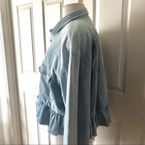 Urban Renewal denim long sleeved ruffle hem shirt