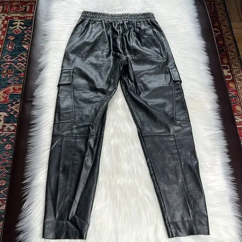 ZARA  Black Faux Leather High Rise Skinny Cargo Pants