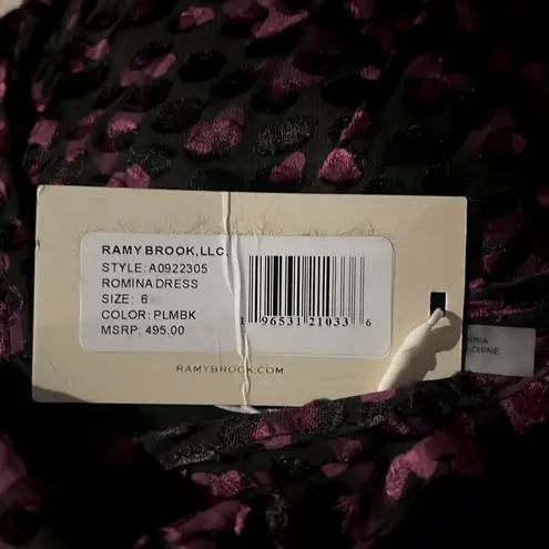 Ramy Brook Romina Printed Mini Cocktail Dress in Plum/Black, Size 6 NWT $495