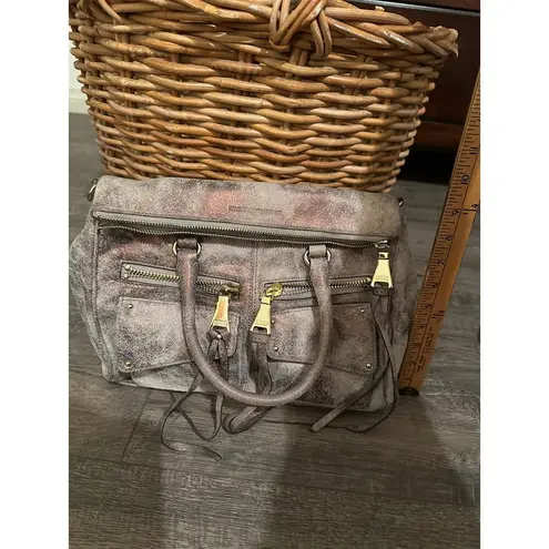 Aimee Kestenberg Soho Gunmetal Metallic Nubuck Leather Satchel Shoulder Bag - Image 4