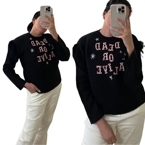 HAYLEY MENZIES Dead or Alive Fringe Knit Moon Star Sweater Sz S