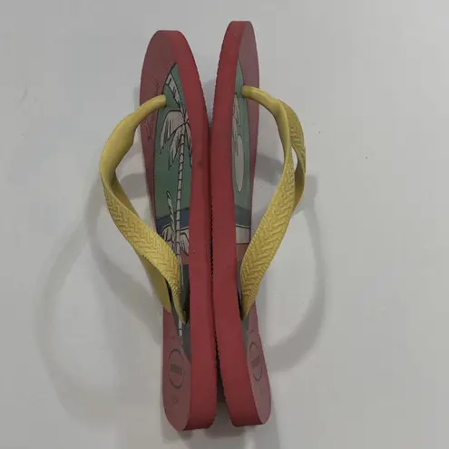 Havaianas Beachy Palm Tree Waterproof Sunrise Slip On Preppy Flip Flops 7/8