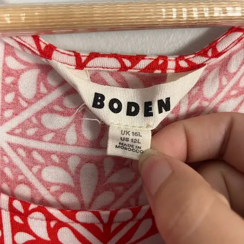 BODEN AMELIE JERSEY DRESS IN FLAME SCARLET / FLORAL MOSAIC SIZE 12 Long Red