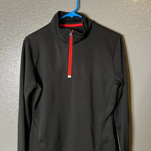 Black Performance 1/4 Zip Pullover with Red Zipper
