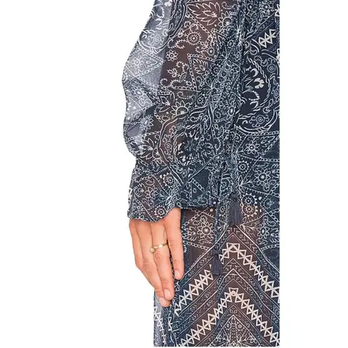 The Jetset Diaries Moroccan Maxi Dress Bodysuit Sheer Long Sleeve Deep V XS