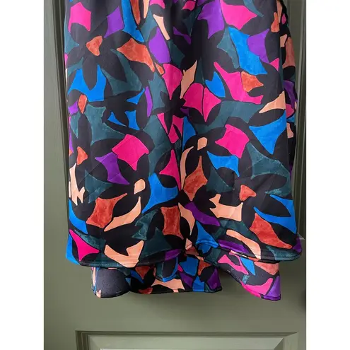 Show Me Your Mumu Floral Geometric Multicolored Puff Short Sleeve Dress Size XS