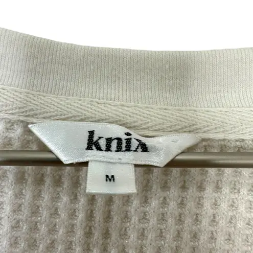 Knix Women’s Waffle Henley Long Sleeve Thermal Top Cream Size M Size M