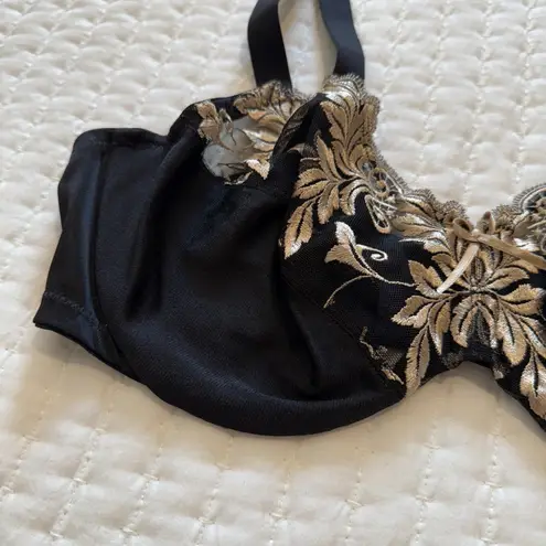 Soma 40C Underwire Bra Black Champagne Gold Embroidery Lace Unlined Size undefined