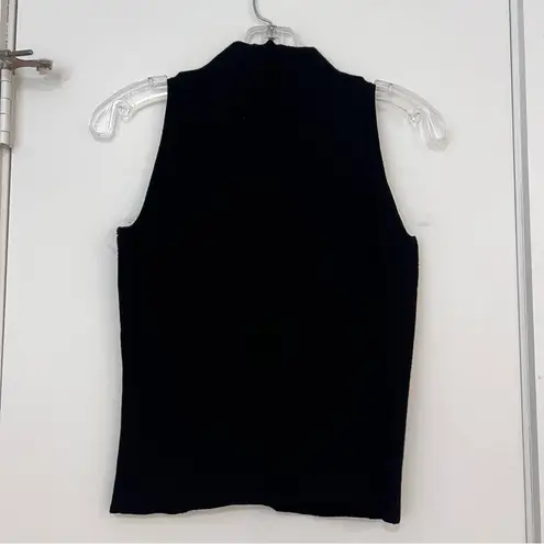 Milly Black Mock Neck Sleeveless Sweater Tank Blouse