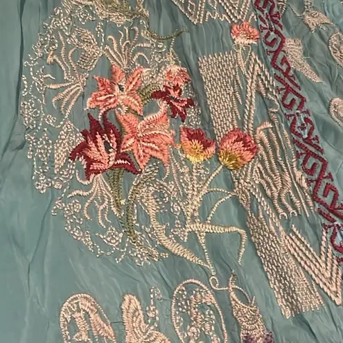 Johnny Was heavily embroidered “Albee” blouse in marine blue NWT