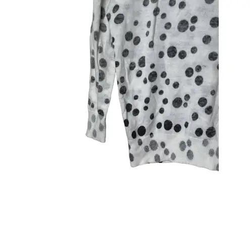 CAbi Dotty Inside Out Spot Cardigan Women Small Cotton Button Front 3/4 Sleeve White