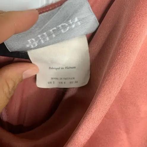 BHLDN Olmstead pink satin drape midi dress size 2 wedding guest mother bride