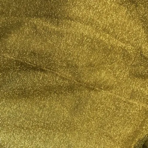 Torn By Ronny Kobo Ronny Kobo Chryssa Stretchy Cut Outs Midi Dress Mock Neck Metallic Green Gold XL