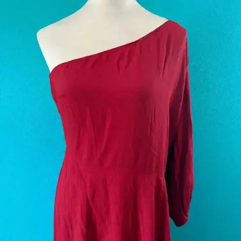 Reformation  Lawrence One Shoulder Midi Dress Crimson Red Slit Cocktail Size 12