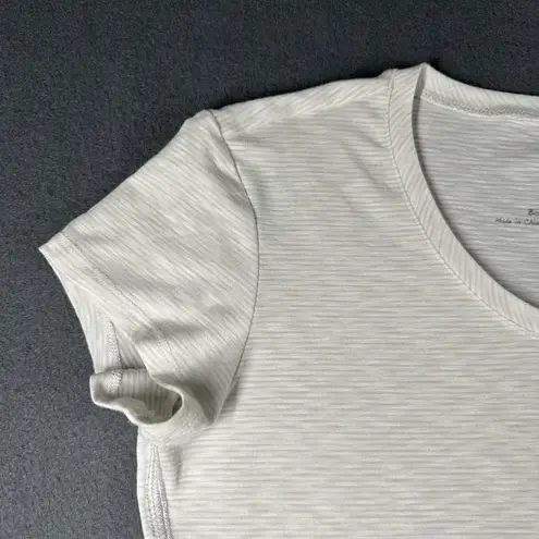 Kuhl Shirt Womens Small White Stripe Burnout Scoop Neck Short Sleeve Performance