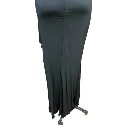 Rickie Freeman‎ Teri Jon Black Flutter Sleeve Ruffle Long Gown Size 8