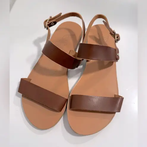 Ancient Greek Sandals Clio Brown Leather Sandals, Size 36 (US 6)