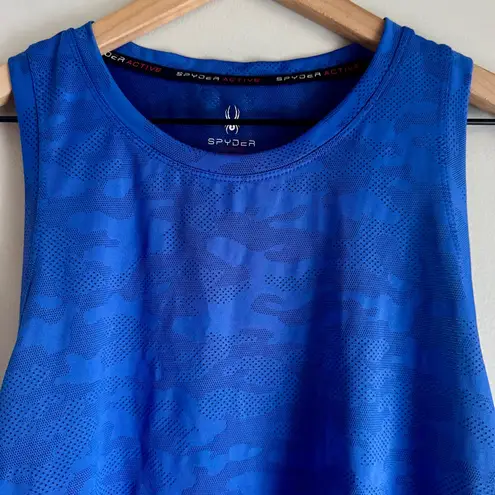 Spyder Active Blue Camo Sleveless Mositure Wicking Workout Athletic Tank Sz XL