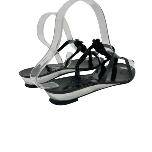 Robert Clergerie Vintage Sandals Slide Embellished Black Silver Size 6.5