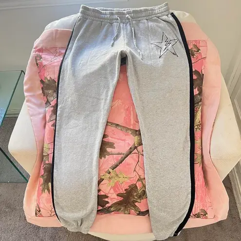 Lauren Moshi beverly hills grey star stripe embroidered sweatpants