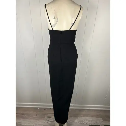 XScape Side Wrap Tulip Hem Crepe Midi Dress In Black. Size 6