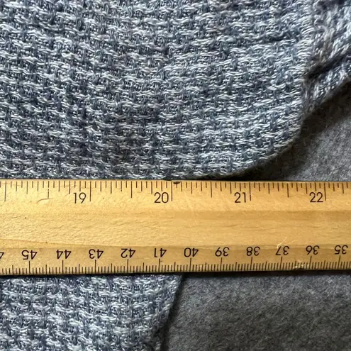 Flax Linen Waffle Knit Textured Top Gray Long Sleeve Scoop Neck Small