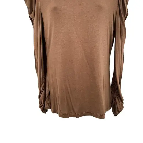 Urban Outfitters June & Hudson Puff Ruched Sleeve Solid Long Sleeve T-Shirt Top