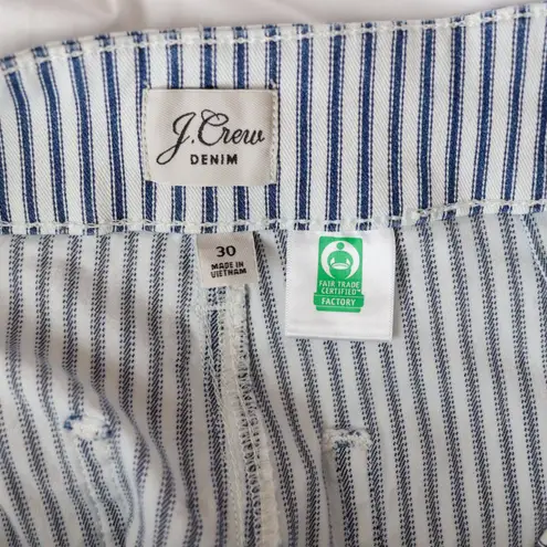 J.Crew Denim Railroad Striped Midi Pencil Skirt Size 30 Fair Trade Certified Blue