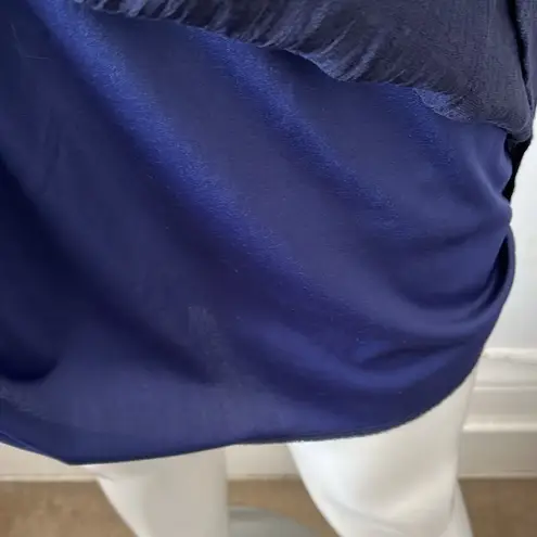 Naif navy blue boho ruffled pullover short sleeve bohemian flowy babydoll dress