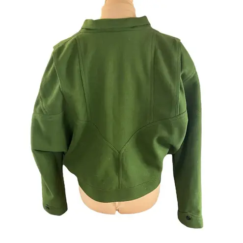 Unbranded Green SZ L Women Slouchy Dolman Sleeve Bomber Varsity Military Jacket Size L