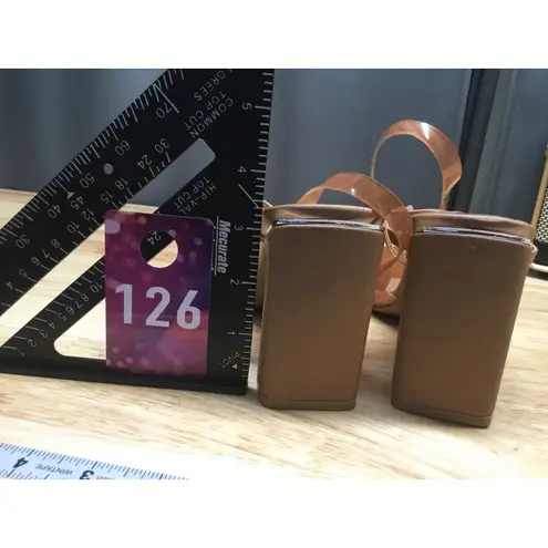 Call it spring Strappy Heels Women 8 Tan Clear Block Heel Pointed Toe Slingback