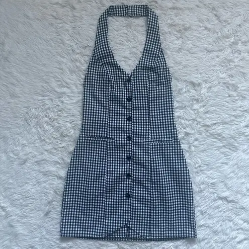 Edikted Dress Narissa Gingham Open Back Mini Black And White Sz XS NWT New