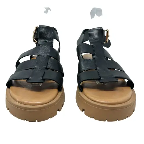 275 Central Isaiah Sandals Fisherman Chunky Leather Black Size 40 US 10