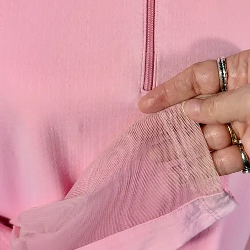 IBKUL Textured Solid UPF50+ 1/4 Zip Long Mesh Sleeve Sun Shirt in Soft Pink~XL💛 Pink