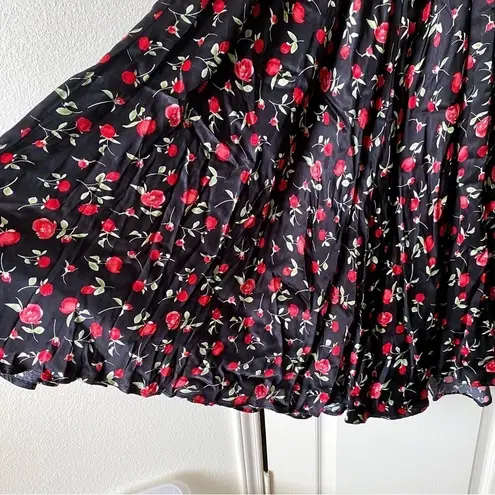 Vanessa Mooney Dress Venus Satin Floral Back-Tie Midi Summer Red Rose S NWT