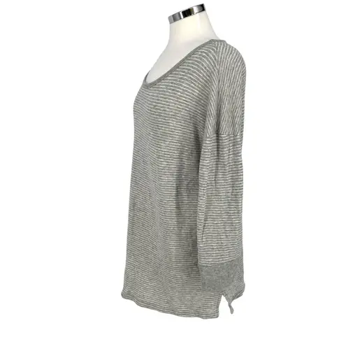 James Perse Striped Relaxed Fit Tunic Top Gray White Size XL 4