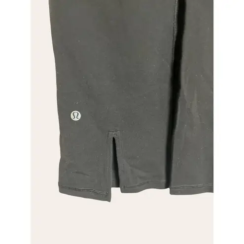 Lululemon Add Flare Black Teal Blue Split Cropped Yoga Athletic Leggings Size 6