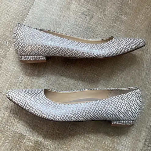 Vionic Lena Pointed Toe Ballet Flat Size 8.5 Embossed Leather Lizard Print Shoes