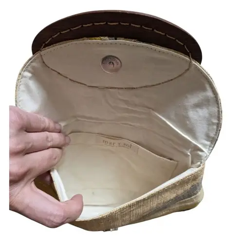 Mar Y Sol Raffia Small Clutch Multicolor Bag Wood Accent Beach Resort Purse